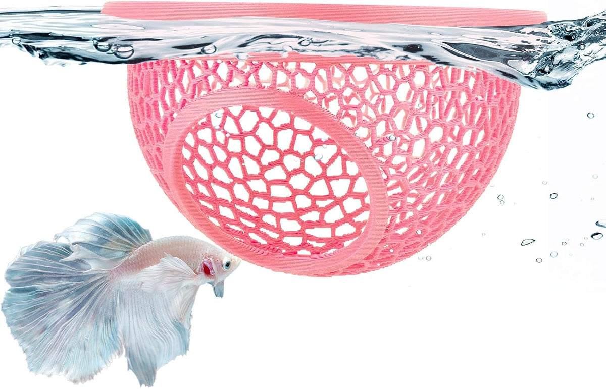 Floating Betta Hide & Shrimp Cave, 3D Printed Aquarium Decor - Pink