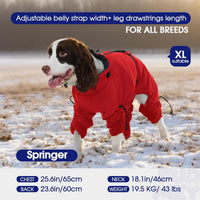 Full Body Dog Coat,Warm Dog Fleece Jackets with Harness Built in Windproof Dogs Snowsuit Zip up Pet - Red / Medium - image 4