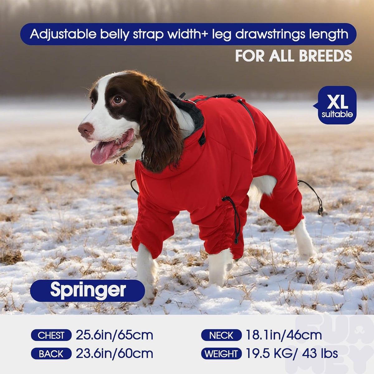 Full Body Dog Coat,Warm Dog Fleece Jackets with Harness Built in Windproof Dogs Snowsuit Zip up Pet - Red / Medium - image 4