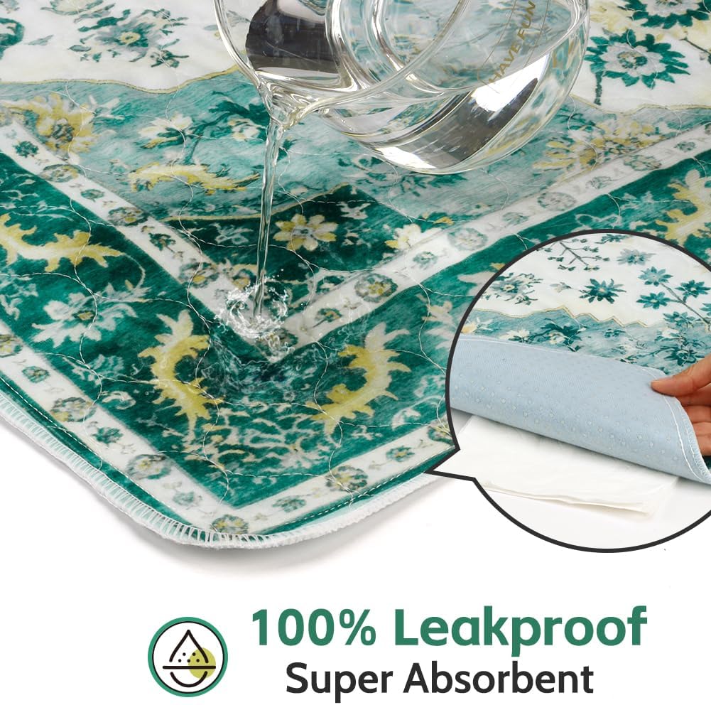 Washable Pee Pads for Dogs, Non-Slip Potty Pads - Green Medallion / 36"x36" (Pack of 2) - image 4