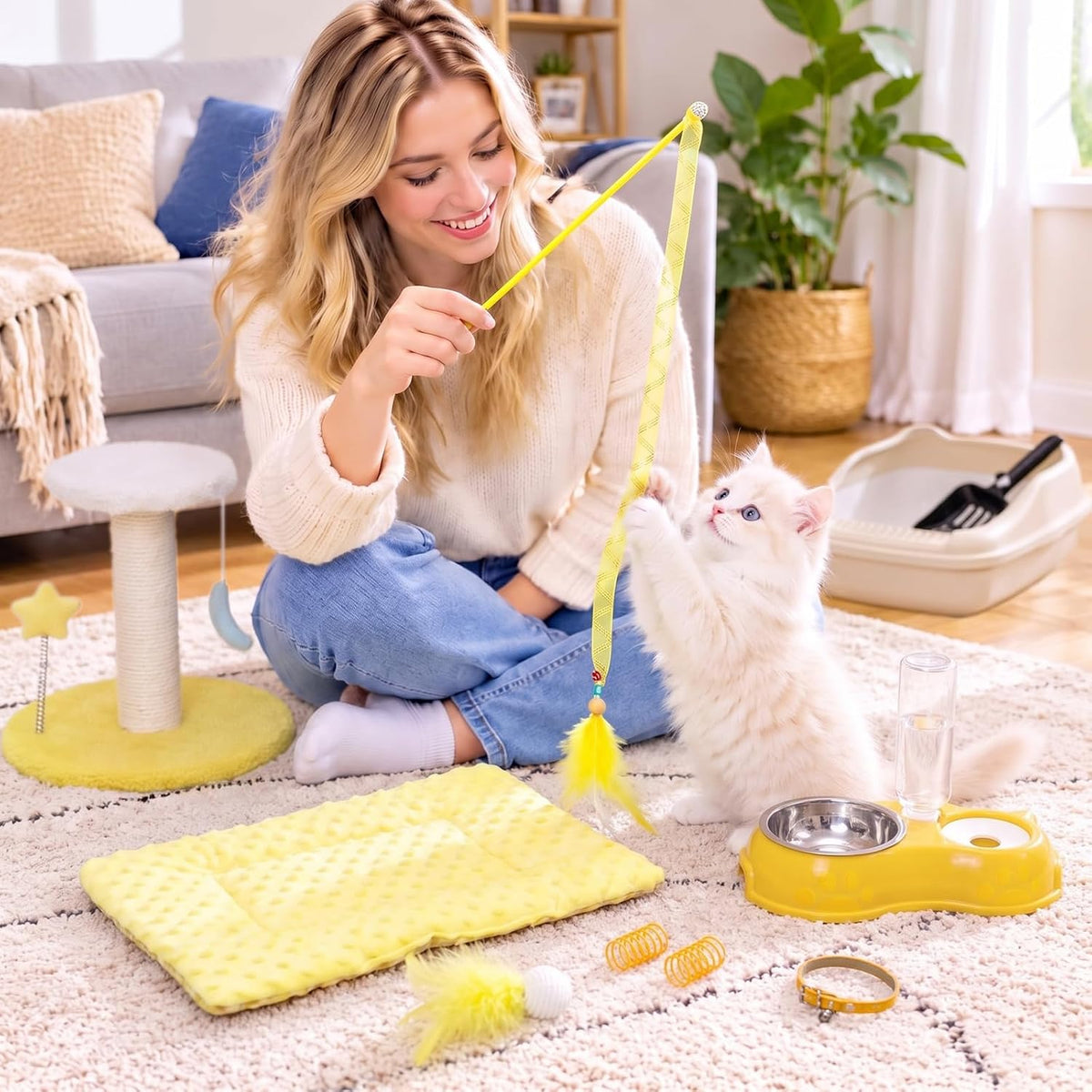 Eccliy 10 Pcs Kitten Starter Kit for Indoor - Classic / Small / Yellow - image 4