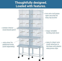 Lot-4 Breeding Bird Cage, Parrot Cage, Stackable Center Divided Breeder,Seperate Removable Tray, Removable Divider, Lockable Caster, for Birds and Finch