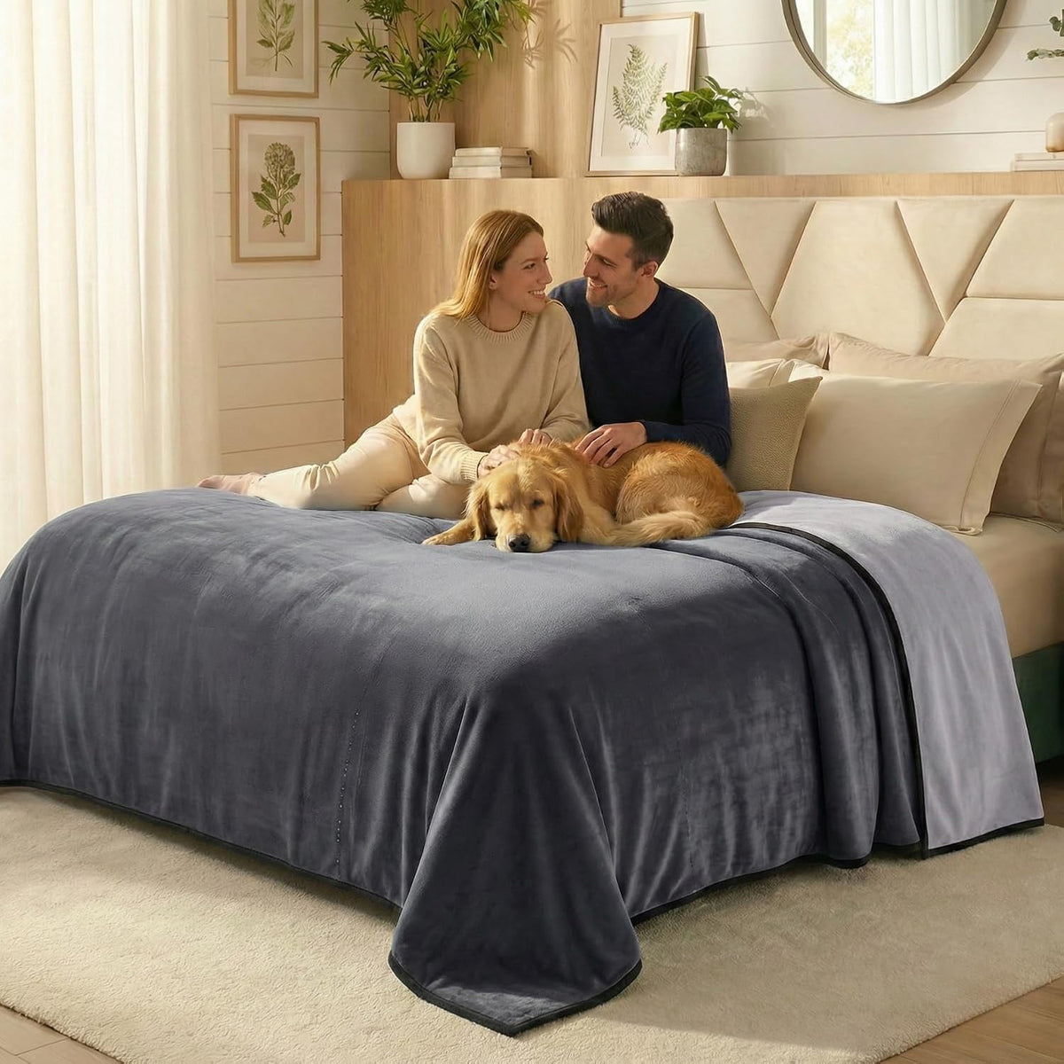 Paw Buddies Waterproof Blanket King Size 80"x90" for Dogs, Pets - Grey - image 2