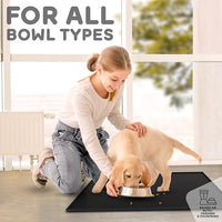 Dog Food Mat - 24x15” Large Silicone Pet Food Mat, Raised Edges for Food and Water Prevent Spill, Waterproof Cat Food Mat Protect Floors,Easy Clean Dog Bowl Mats for Food and Water