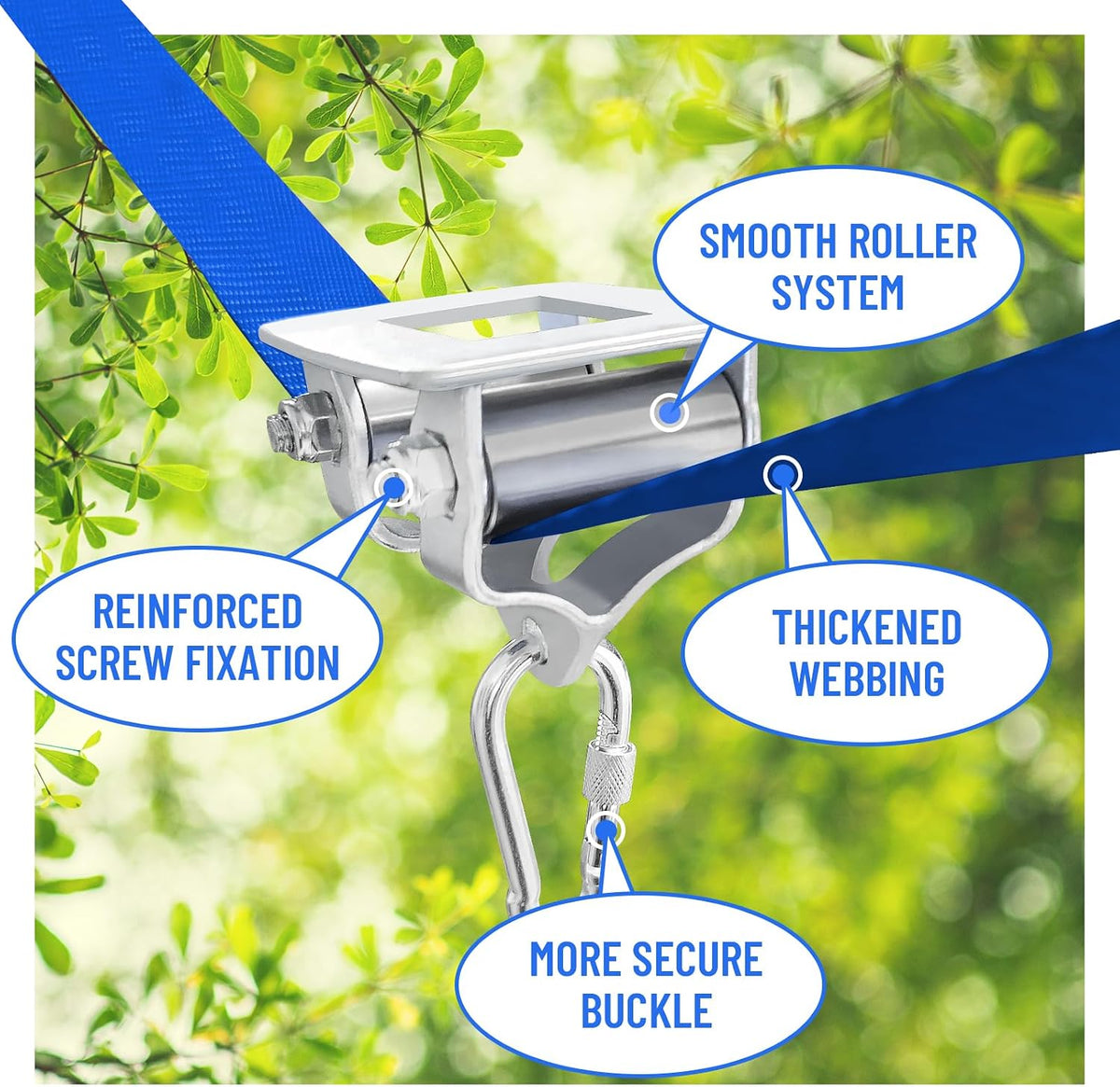 Just.smile kids zipline kit with 60 ft slackline, pulley and swing seat - view 3