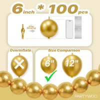 PartyWoo 100 white 6 inch linking balloons for garlands and arches - view 19
