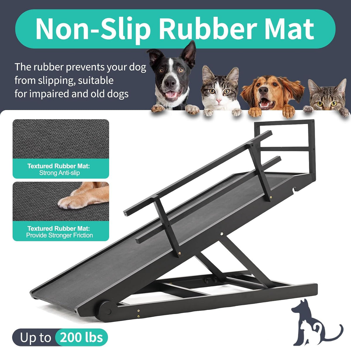 Dog Ramp for Bed & Couch, 46" Long Adjustable Wooden Pet Ramp for Bed – Essentials for Dogs - image 2