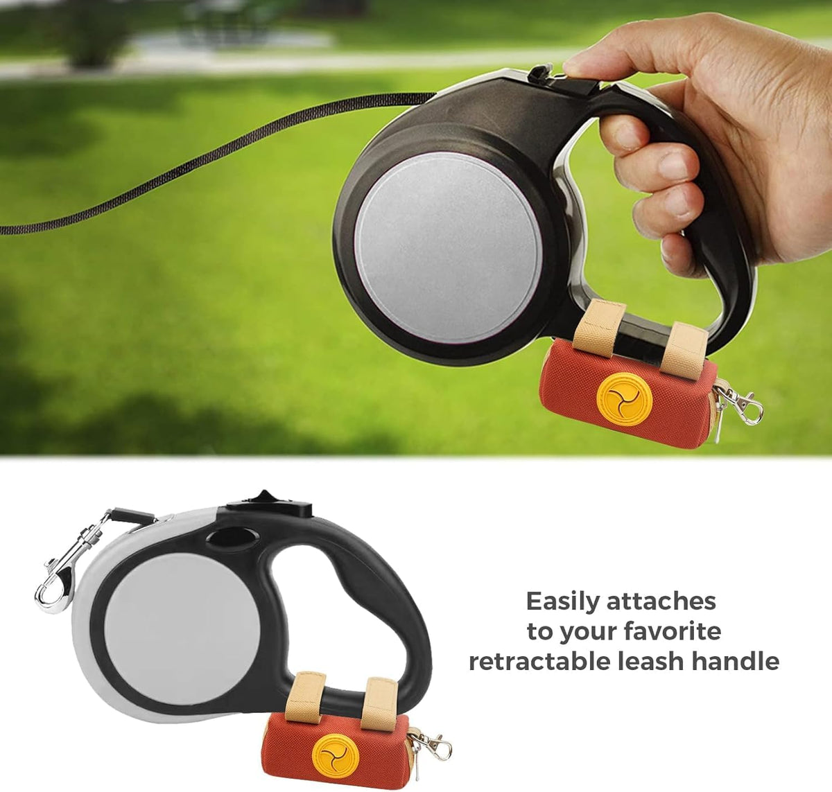 Dog Poop Bag Holder for Leash, Large-Capacity Canvas Pouch - 2 Pack-Brown & Black - image 2