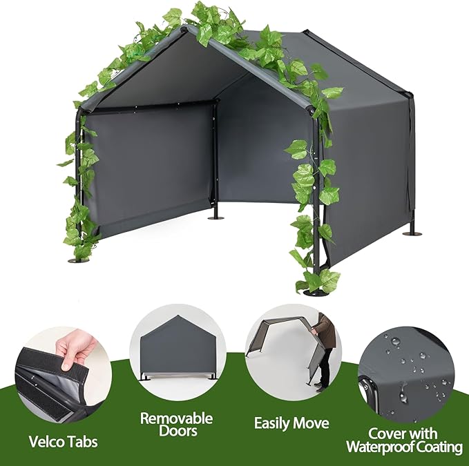 Large Dog Shade for Outside - LitaiL Outdoor Dog Kennel for Small Dogs, 4.1'x4.1'x3.6' Outdoor Sun Rain Canopy Pet House, Waterproof Pet Canopy Shelter for Small Animals