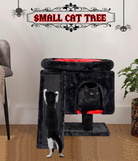 SYANDLVY Gothic Cat Tree with Coffin Bed for Indoor Cats - Black & Red - image 2
