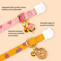 2 Pack Cotton Cat Collar Pink Strawberrie White Heart Cute Kitten - Yellow Rose&Pink Rose - image 2