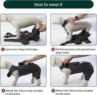 Kuoser Dog Surgery Recovery Suit - Thigh Wound Protective Sleeve for Female & Male Dogs, Pet Surgical Onesie for Spay/Neuter, Gray XL