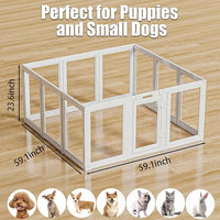 Clear Acrylic Dog Playpen Transparent Dog Playpens Indoor, Small Pet Play Pen for Small Dogs, Puppies, Cats & Rabbits, Assemble & Disassemble, with Door & Suction Cups (23.6" H, 8PCS),White