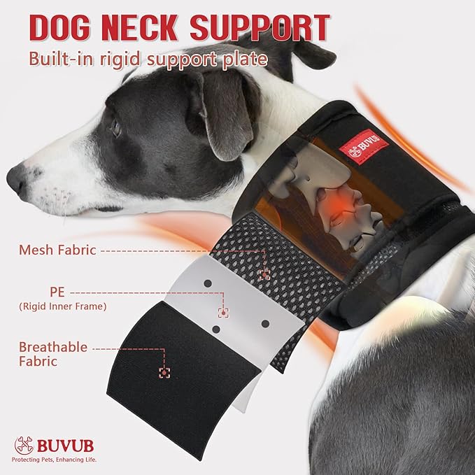 Adjustable Dog Neck Brace for Neck Pain & Injury Relief - Soft & Comfortable Support Collar for Dogs for Recovery After Surgery or Injury(Large)