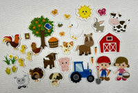 Story Time Felts Mini Farm felt board set with barn, tree, boy and farm animal felt figures - view 3