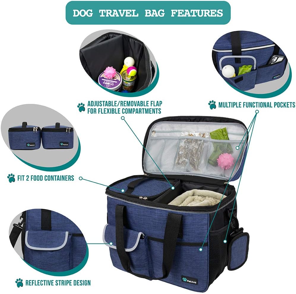 PetAmi Dog Travel Bag Organizer, Pet Supplies Diaper Tote - Medium - 14.5"L x 8.0"W x 12.0"H / Navy - image 4