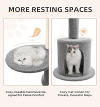 Made4Pets Floor to Ceiling Cat Tree 93-106'',Tall Cat Tower 5 Tiers,Adjustable Height, Stable Cat Tree Tower with Scratching Posts, Fluffy Condo, Hammock and Ball Toy for Indoor Cats/Kitten, Gray