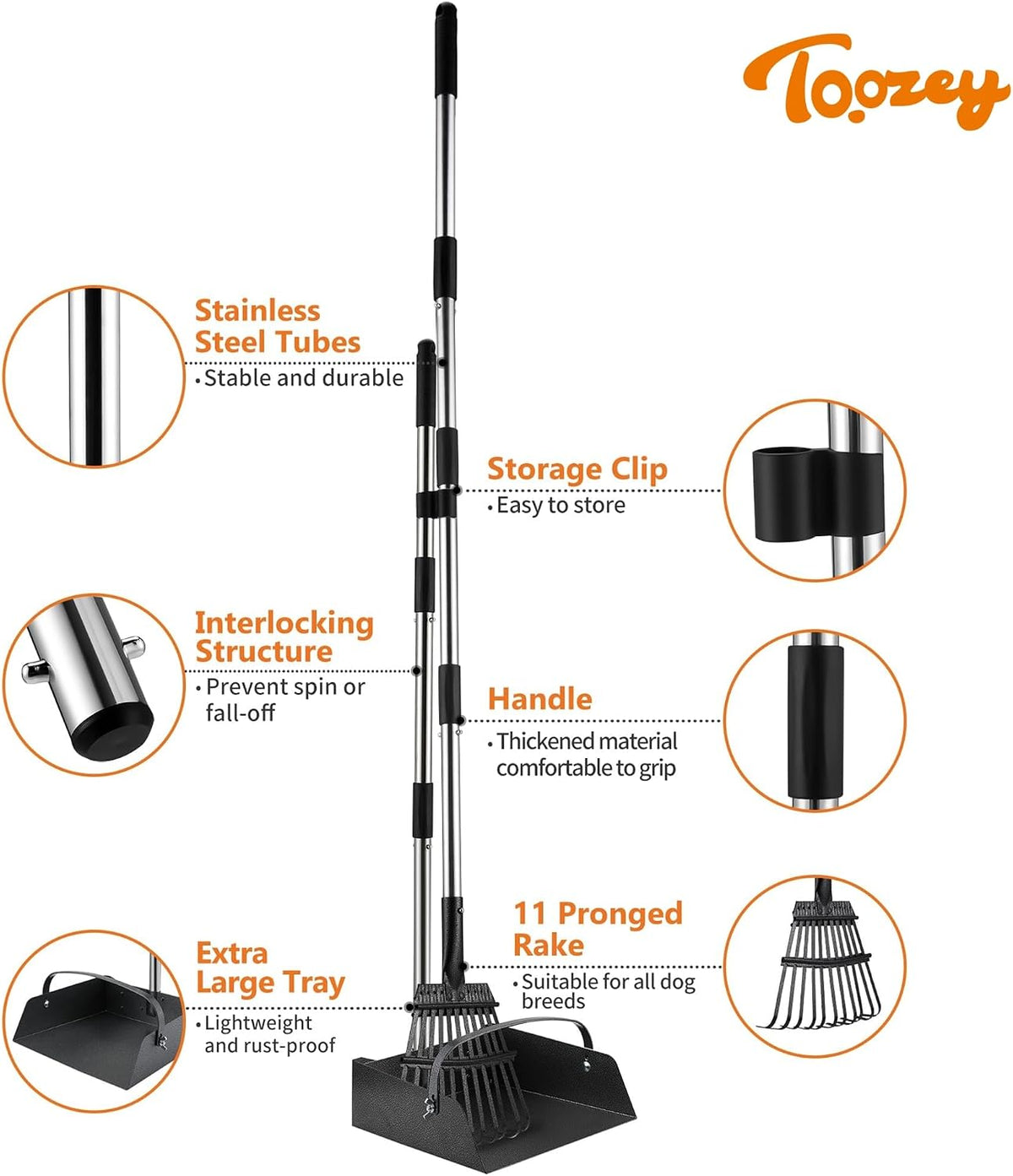 Toozey Pooper Scooper for Large Dogs, 43.31" Long Handle - 54.33 Inch - image 2