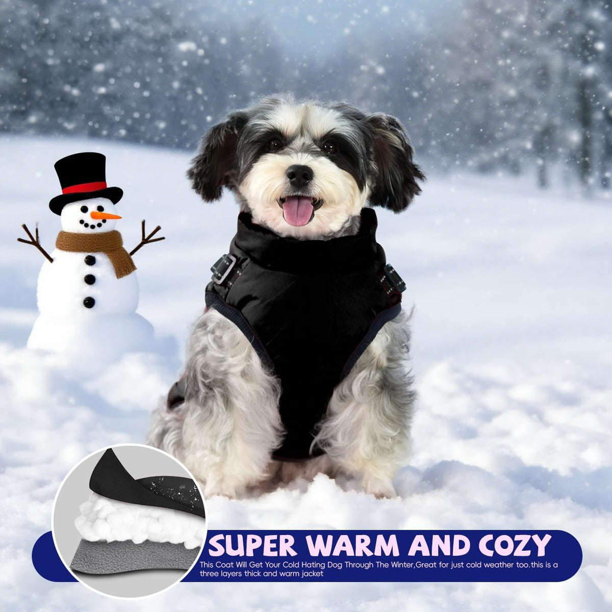 Gyuzh Dog Coat with Harness Puppy Coats Small Dog Harness Jacket - XXXXX-Large / black - image 2