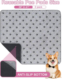 2 Pack 72"x 72" Waterproof Non Slip Wee pad，Reusable Washable Pee - 36x41 Inch (Pack of 2) - image 2