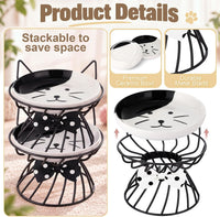 Sunnyray 4 Pcs Elevated Cat Bowls Raised Cat Food Bowl - Bow Tie / Black - image 3