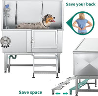 YITAHOME Professional Dog Bathtub 50in, Stainless Steel 304 Pet Grooming Station with Right Door & Floor Grate, Ideal for Large to Small Pets, Indoor & Outdoor Use