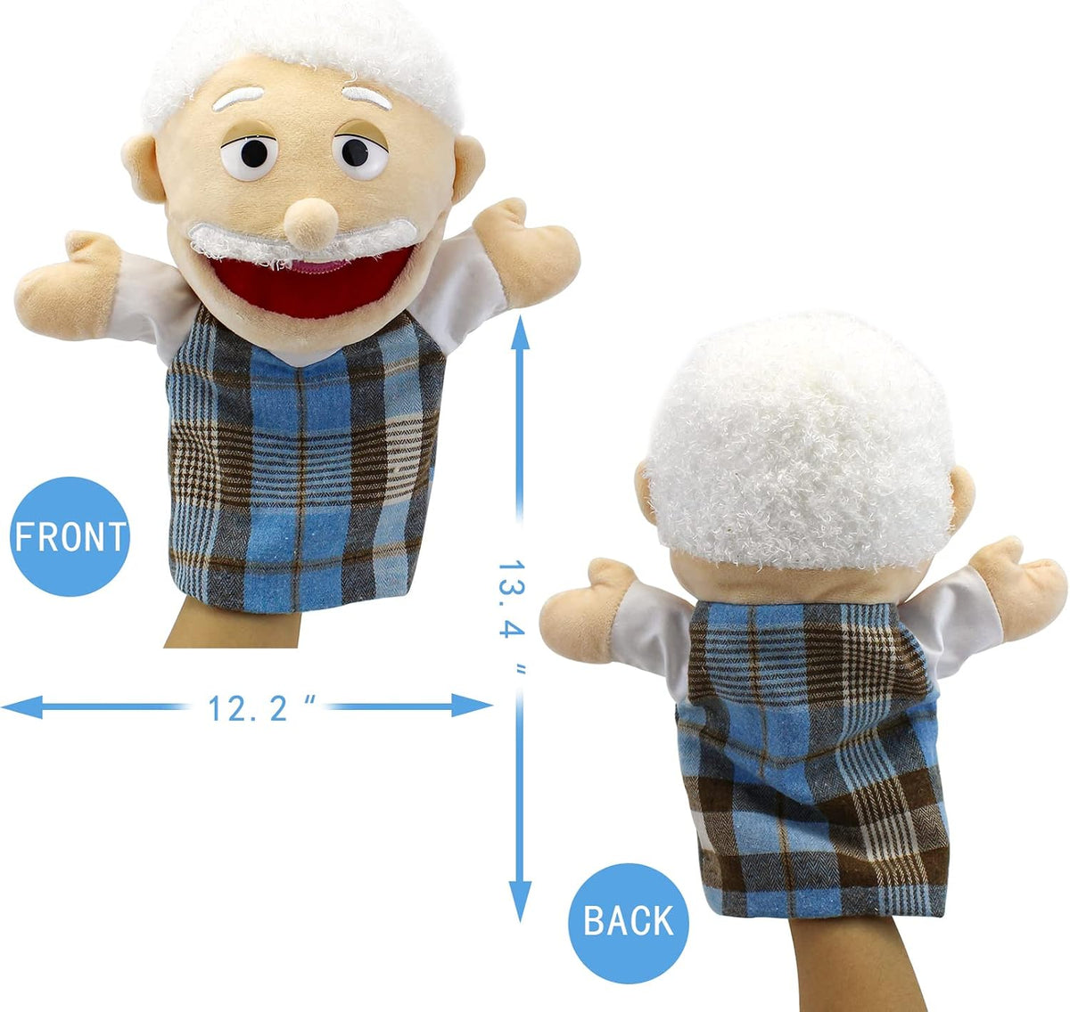 Family Hand Puppets,Puppets for Kids Role Paly Family Members 13.4 INCH Multi-Ethnic Puppets Plush - Big F-gf - image 2