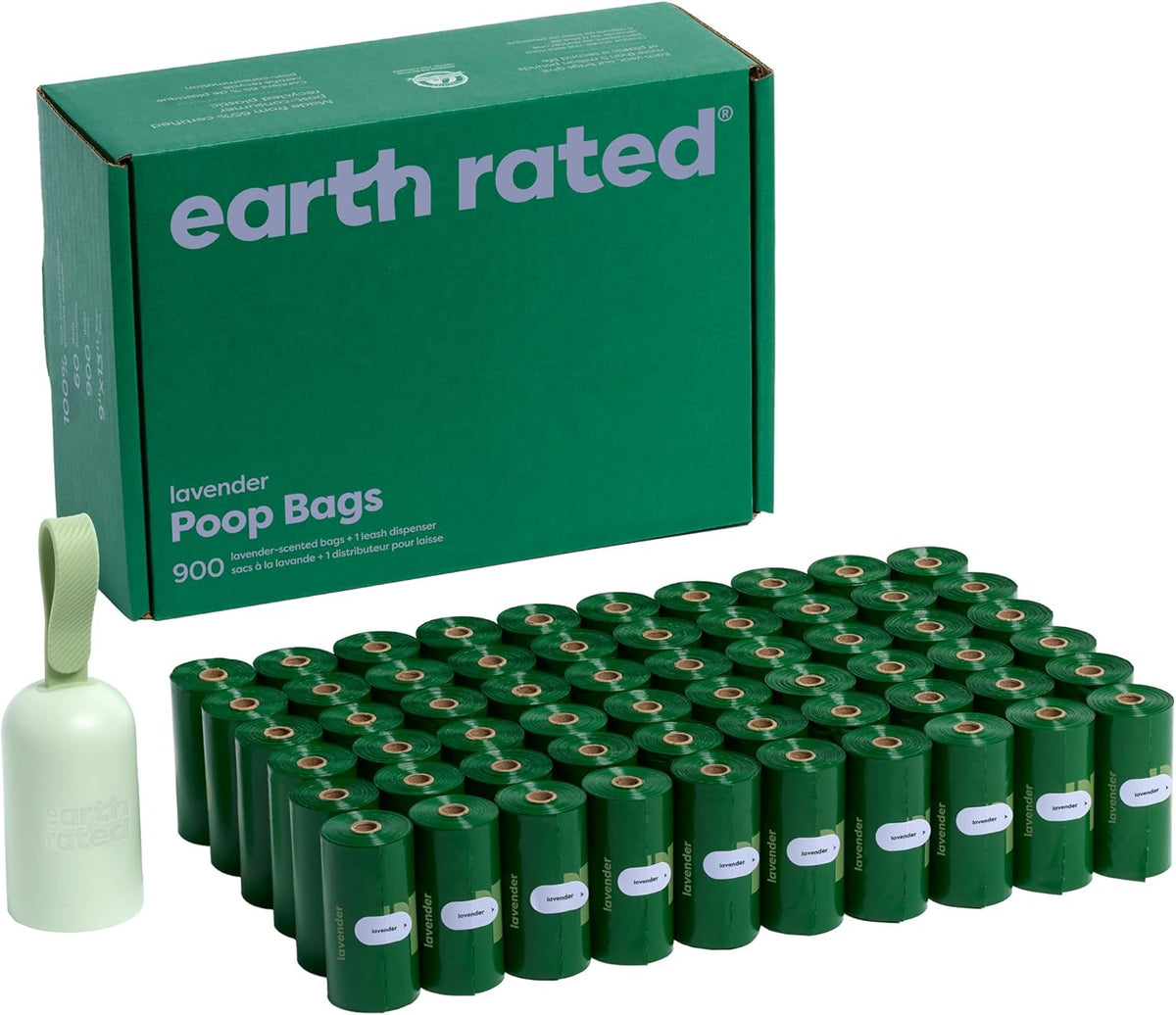 Earth Rated Dog Poop Bag Holder & Leash Dispenser - 1 Dispenser, 900 Bags / Lavender