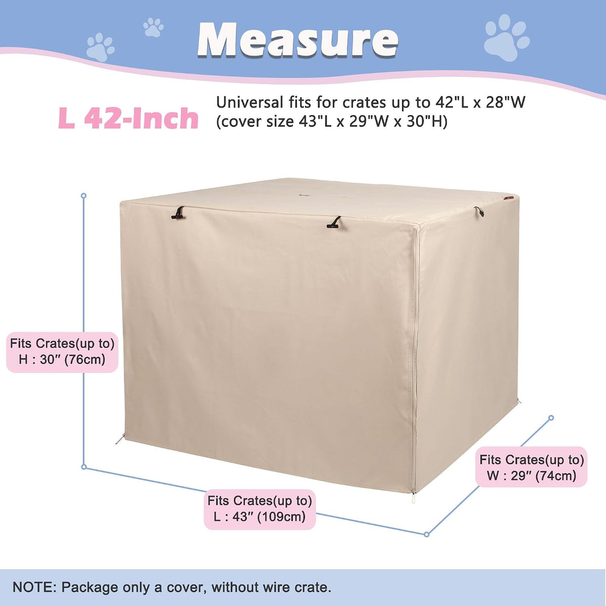 Deblue 36 inch Dog Crate Cover Fit for 36 inch Wire - – Essentials for Dogs - 42.0"L x 28.0"W x 30.0"H / Tan - image 2