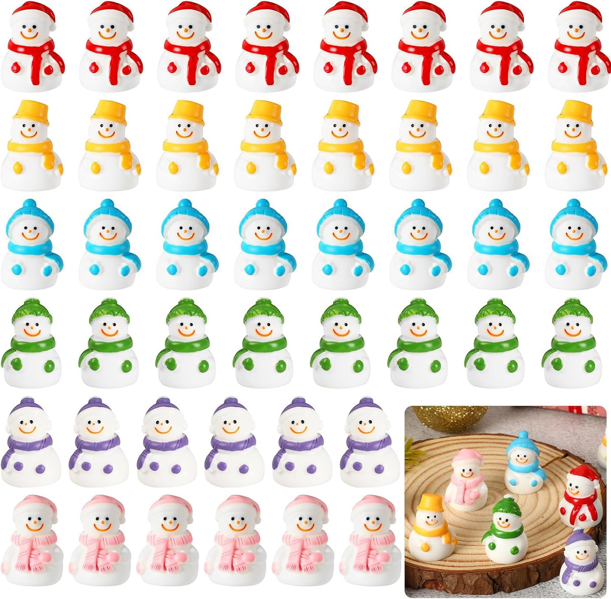 JUNEBRUSHS 50 Pcs Mini Pumpkins Fake Pumpkins Artificial Pumpkins - Snowman Style