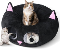 Cat Tunnel Bed for Indoor Cats - Black Pink