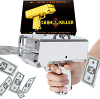 Gusil Money Gun Shooter Cash Cannon Bills Gun Make It Rain Toy Gun - Silver