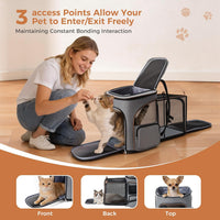 Lekereise Cat Backpack Expandable Pet Carrier Backpack for Small Cats - Grey / M-Mesh Window - image 3