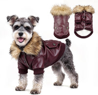 LESYPET Dog Leather Jacket for Small Dogs - X-Large / Wine Red