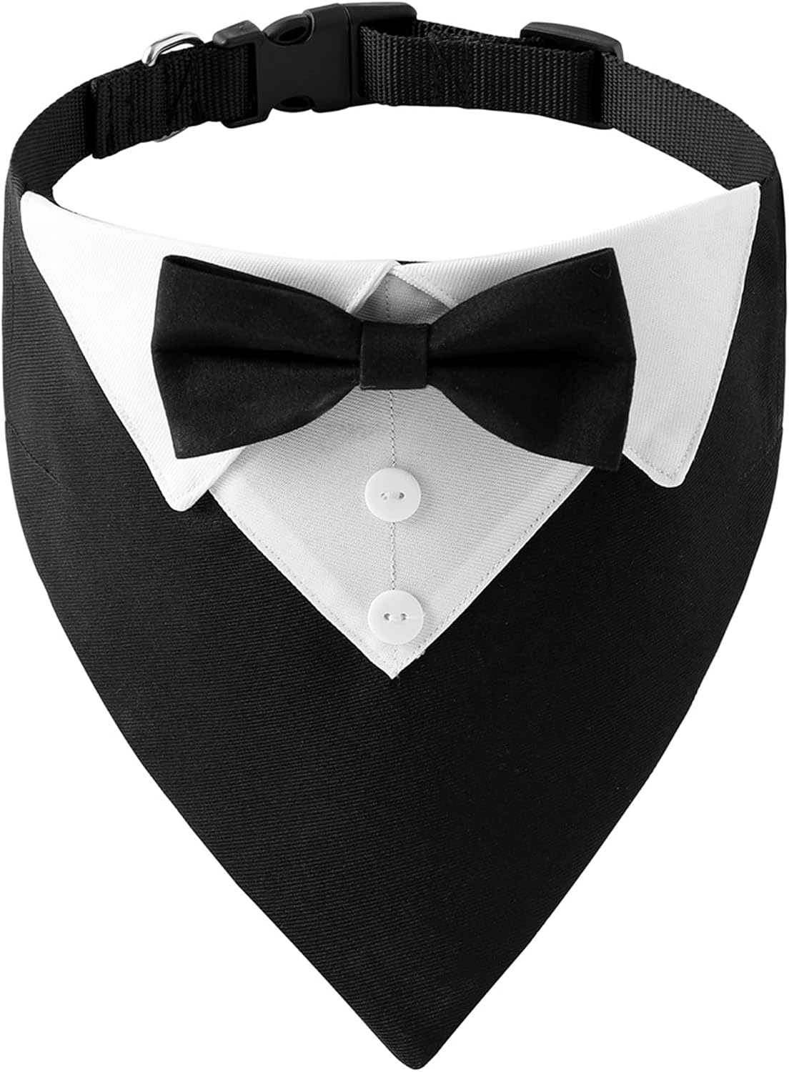 ADOGGYGO Dog Tuxedo Collar, Wedding Dog Bow Tie - Large / Black