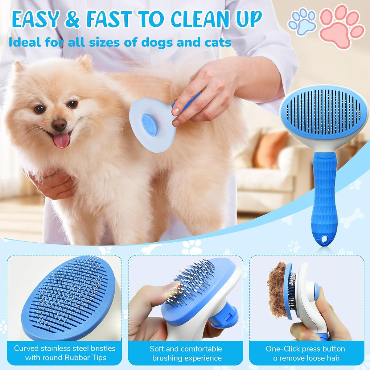 Dog Grooming Kit for Shedding, Bath Gloves - 8 PACK / Blue - image 2