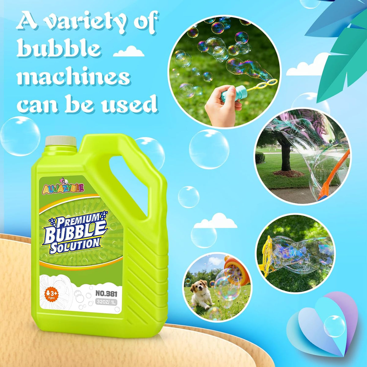 Bubble Solution Refill - 70 OZ Non-Toxic Pre-Mix Refill for Bubble Machine – Fun for Kids & Family - Green-32 Ounce - image 3
