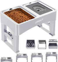 UPSKY 2-in-1 Elevated Dog Bowls Set with 4 Height Adjustable Stand - E-3-in-1 (White)