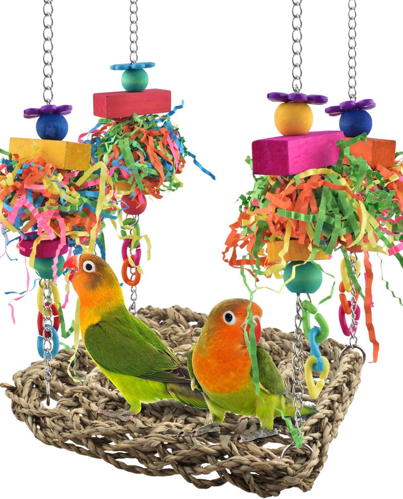 KATUMO Bird Toys, Grass Swing Hammock Climbing Toy for Parrot Parakeet – Essentials for Birds - 6.4 x 6.4 x 0.78 inch