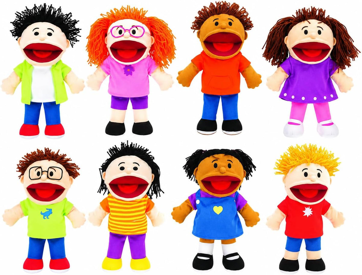 Fun Express Hand Puppets for Kids, 8 Multicultural