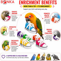 Bonka Bird Toys 6 Mini Sneakers Colorful Cotton Shredding Parrot - (6) Sneakers - image 3