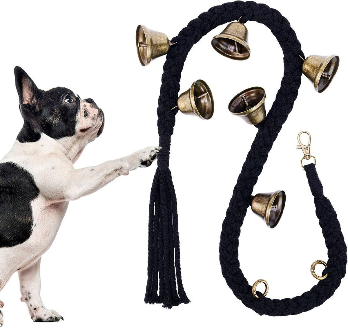 Dog Bells to Go Outside, Cotton Handwoven Potty Training Bell – Essentials for Dogs - Black