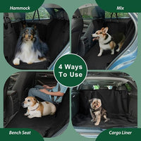 Dog Car Seat Cover for Back Seats 100% Waterproof with Metal Buckle Mesh Window Scratch Proof Heavy Duty Rear Backseat Protector Hammock for Pet, SUV Truck Vehicle Accessories, 54" x 58", Black