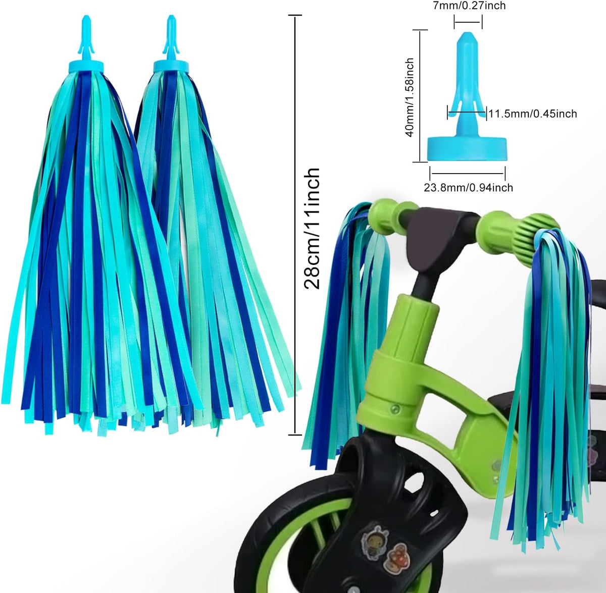 Bike Streamers Bike Tassels for Kids 1 Pair - ‎Ocean Blue - image 3
