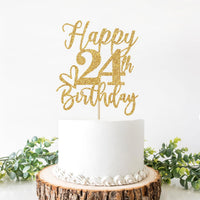 Happy 83rd Birthday Cake Topper - happy 24th birthday / Gold Glitter - image 2