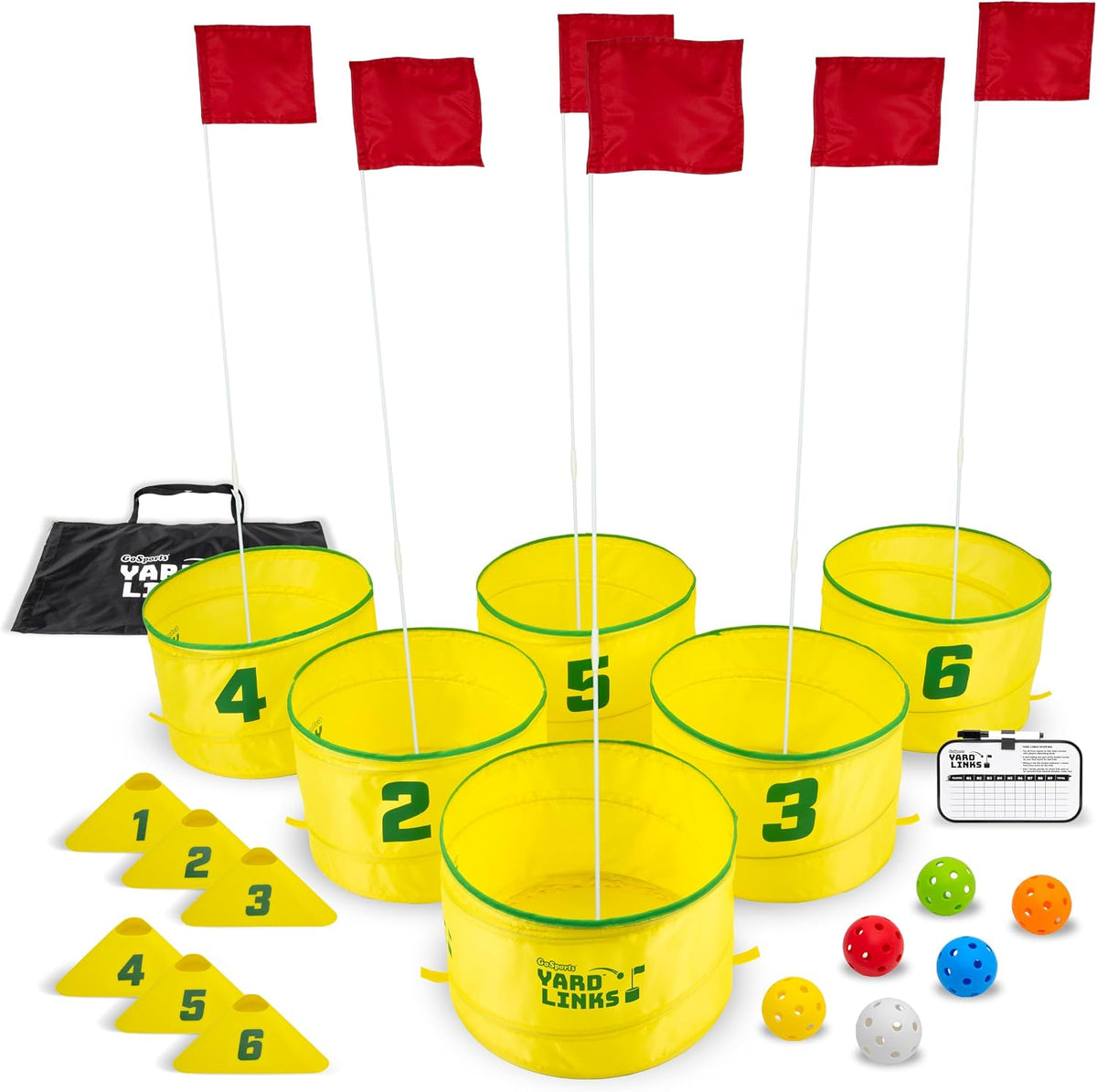 GoSports Yard Links backyard golf game with buckets, flags and oversized balls - view 2