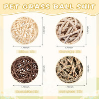 24 Pcs Bunny Chew Grass Balls Rolling Chew Toys for Small Animals – Essentials for Small Pets - image 2