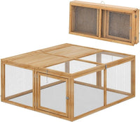MoNiBloom Portable Chicken Run Rabbit Hutch Folding Chicken Cage Hen Coop for Indoor/Outdoor, Top and Side Opening Doors Small Animal Pet Playpen No Assembly Required Poultry Cage 45.5 x 42.5 x 20 in