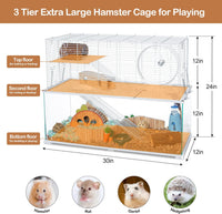 3 Tiers Large Hamster Cages Glass - 30"L x 12"W x 24"H - image 3
