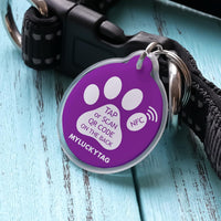 MYLUCKYTAG NFC&QR Code Personalized Dog Cat Tag - Paw,purple - image 2